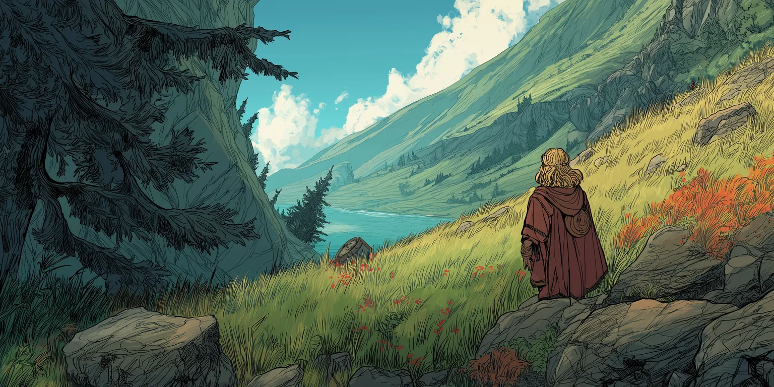 Illustrated scene from The Hobbit
